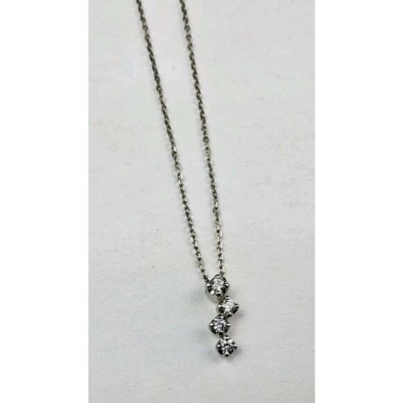 4C Platinum Natural Diamond 4 Stone Necklace - Picture 1 of 12